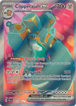 Copperajah ex Pokemon card from Paldea Evolved