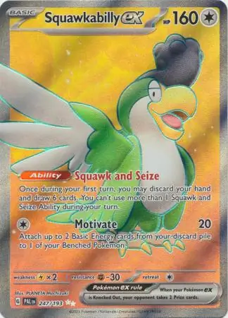 Squawkabilly ex Pokemon card from Paldea Evolved
