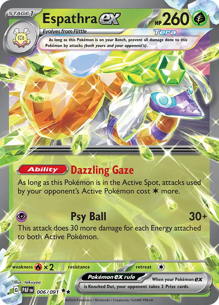 Espathra Pokemon card from Paldean Fates