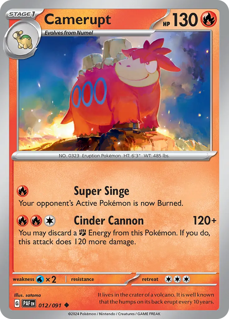 Camerupt Pokemon card from Paldean Fates