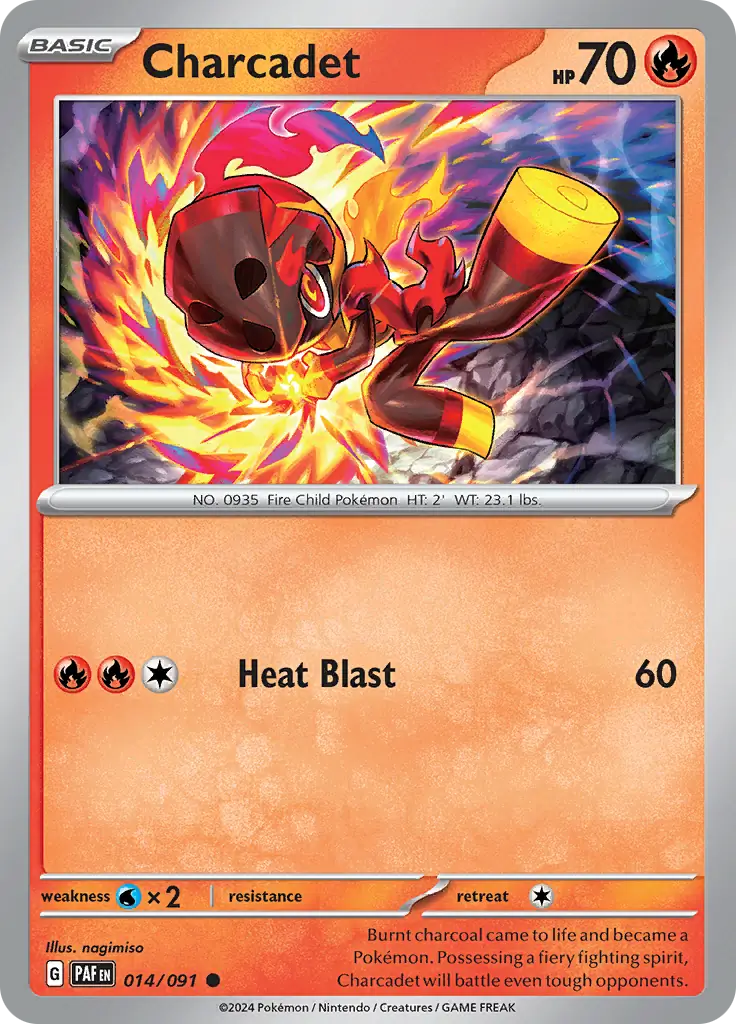 Charcadet Pokemon card from Paldean Fates
