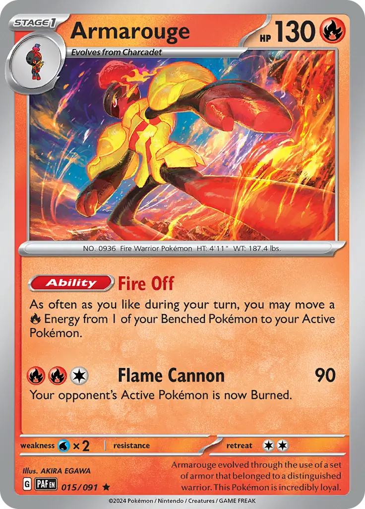Armarouge Pokemon card from Paldean Fates