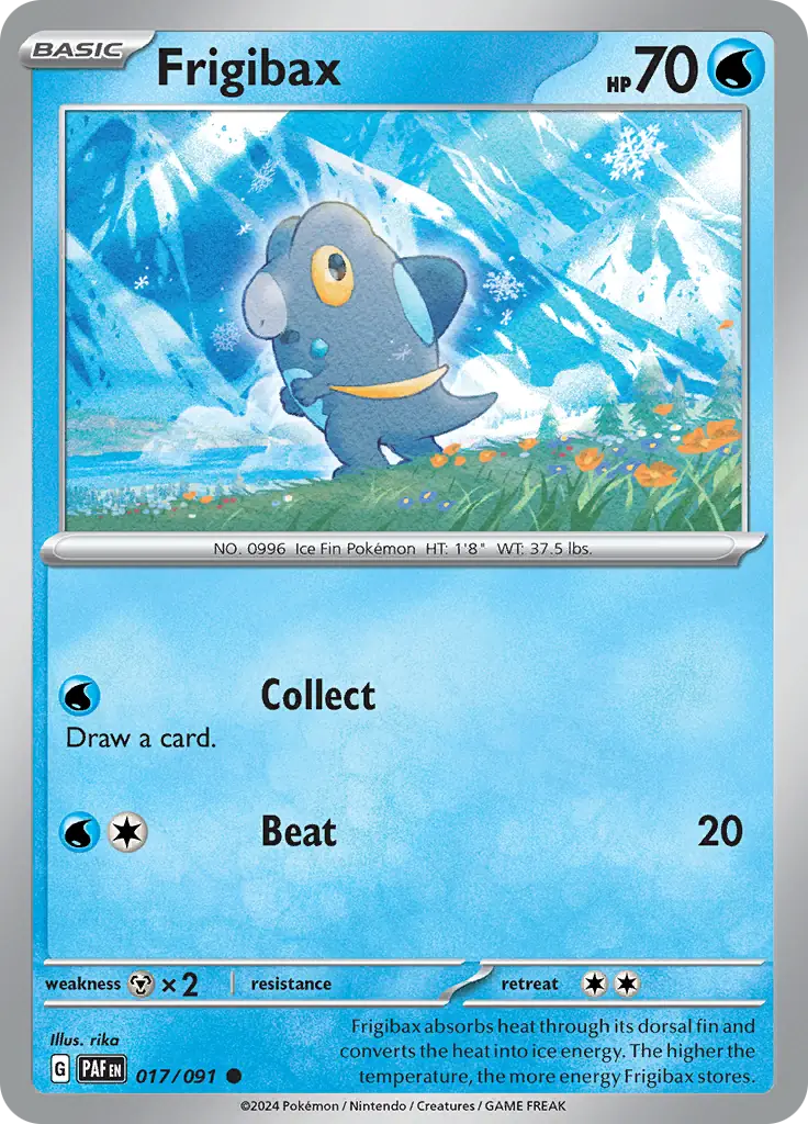 Frigibax Pokemon card from Paldean Fates