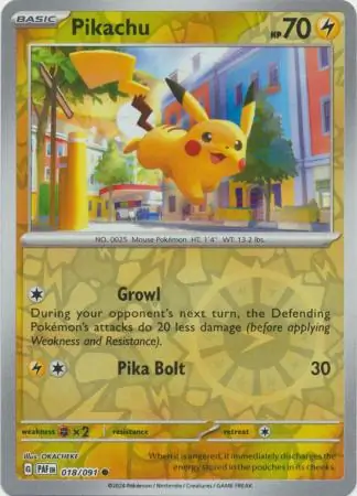 Pikachu Reverse Holo Pokemon card from Paldean Fates