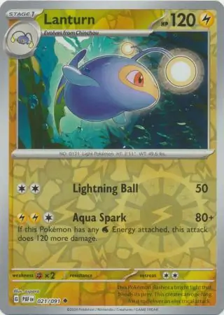 Lanturn Reverse Holo Pokemon card from Paldean Fates