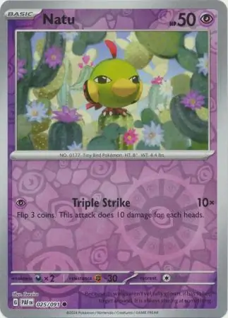 Natu Reverse Holo Pokemon card from Paldean Fates