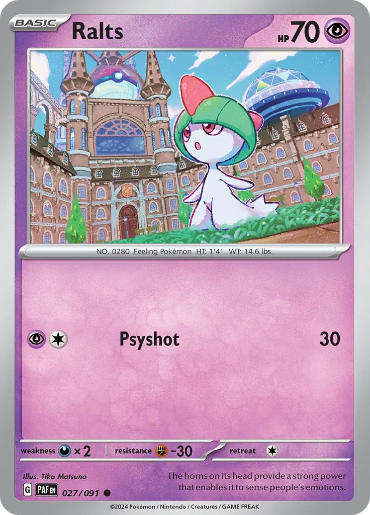 Ralts Pokemon card from Paldean Fates