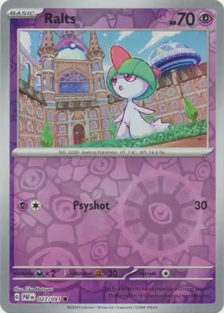 Ralts Reverse Holo Pokemon card from Paldean Fates