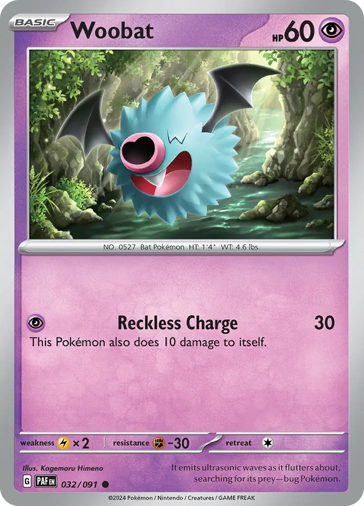 Woobat Pokemon card from Paldean Fates