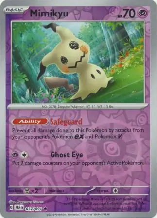 Mimikyu Reverse Holo Pokemon card from Paldean Fates
