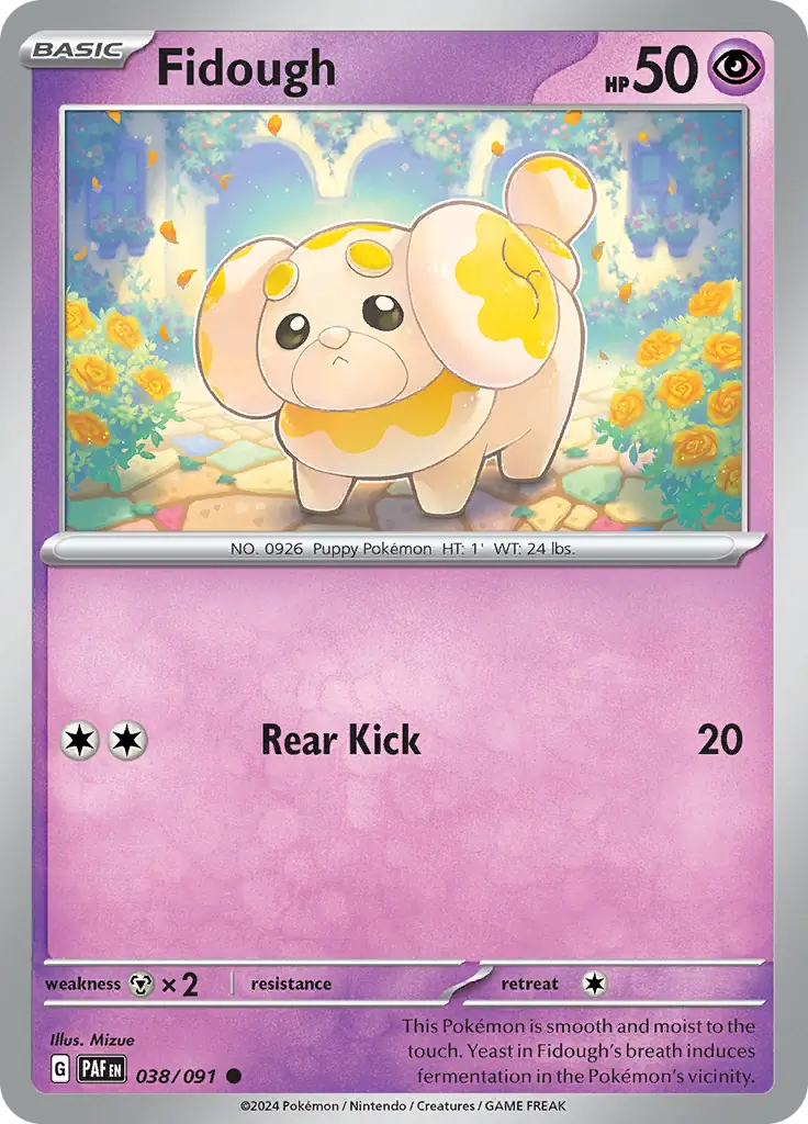 Fidough Pokemon card from Paldean Fates