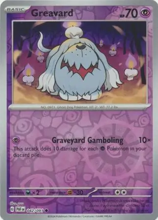Greavard Reverse Holo Pokemon card from Paldean Fates