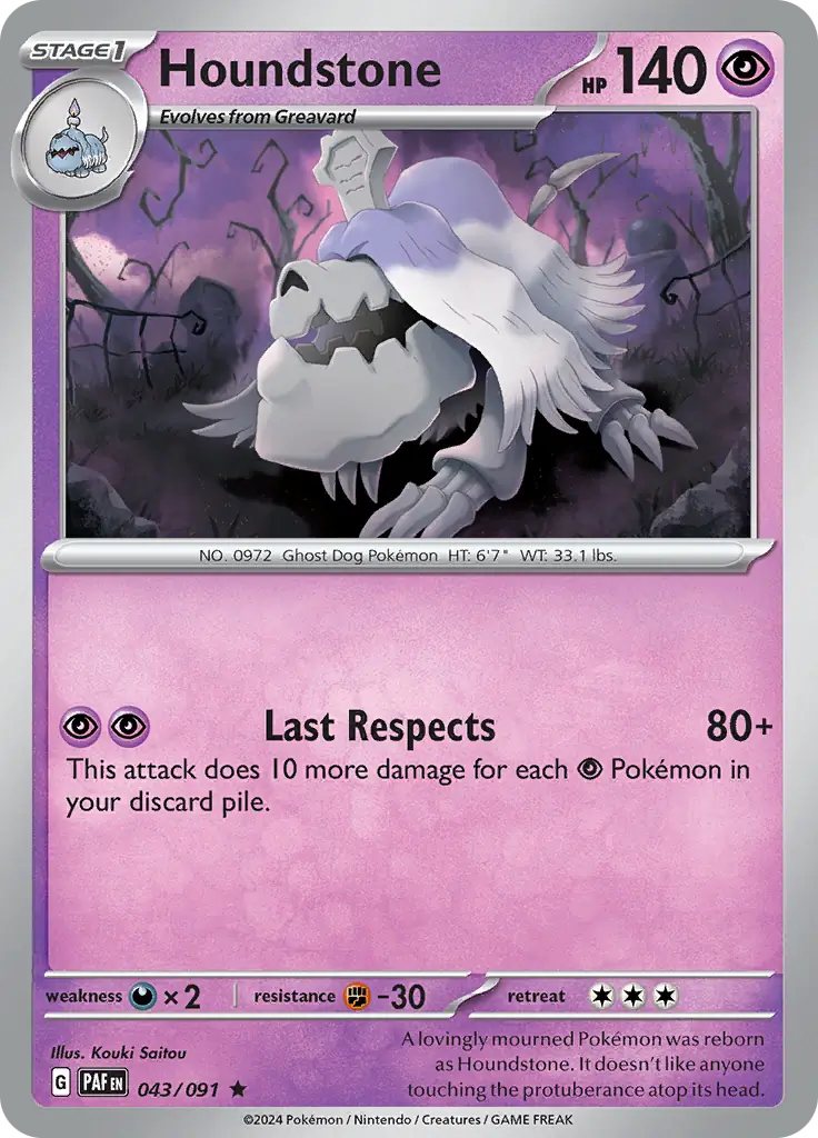 Houndstone Pokemon card from Paldean Fates