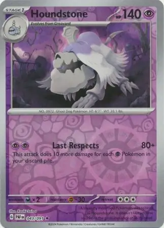 Houndstone Reverse Holo Pokemon card from Paldean Fates