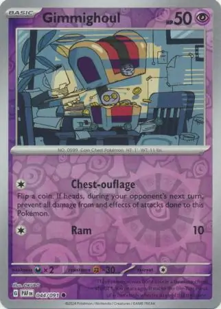 Gimmighoul Reverse Holo Pokemon card from Paldean Fates