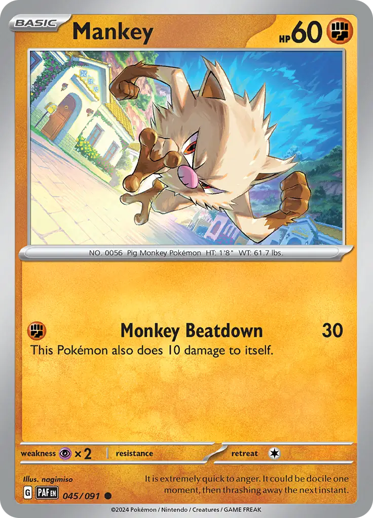 Mankey Pokemon card from Paldean Fates