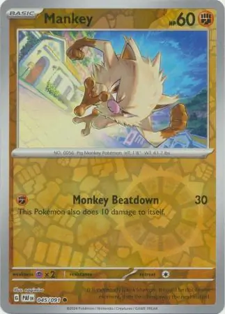 Mankey Reverse Holo Pokemon card from Paldean Fates