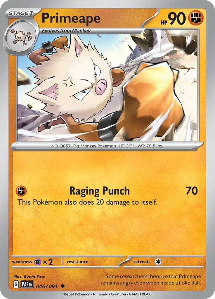 Primeape Pokemon card from Paldean Fates