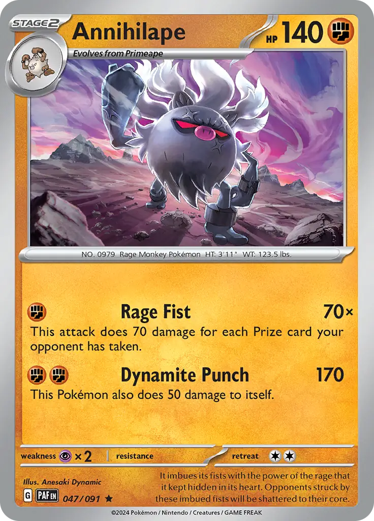 Annihilape Pokemon card from Paldean Fates