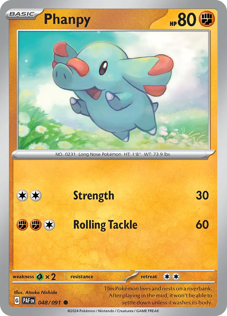 Phanpy Pokemon card from Paldean Fates