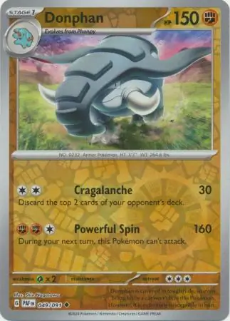 Donphan Reverse Holo Pokemon card from Paldean Fates