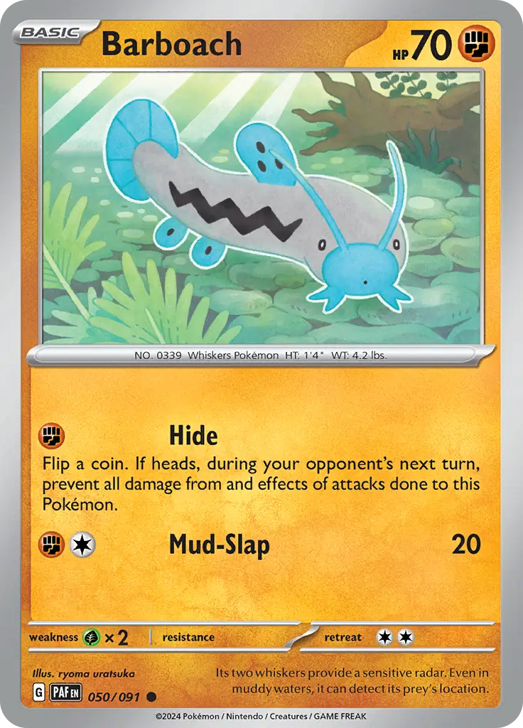 Barboach Pokemon card from Paldean Fates