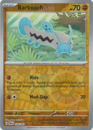 Barboach Reverse Holo Pokemon card from Paldean Fates