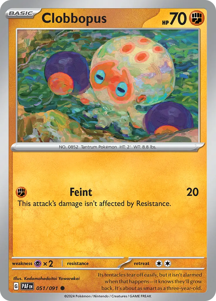 Clobbopus Pokemon card from Paldean Fates