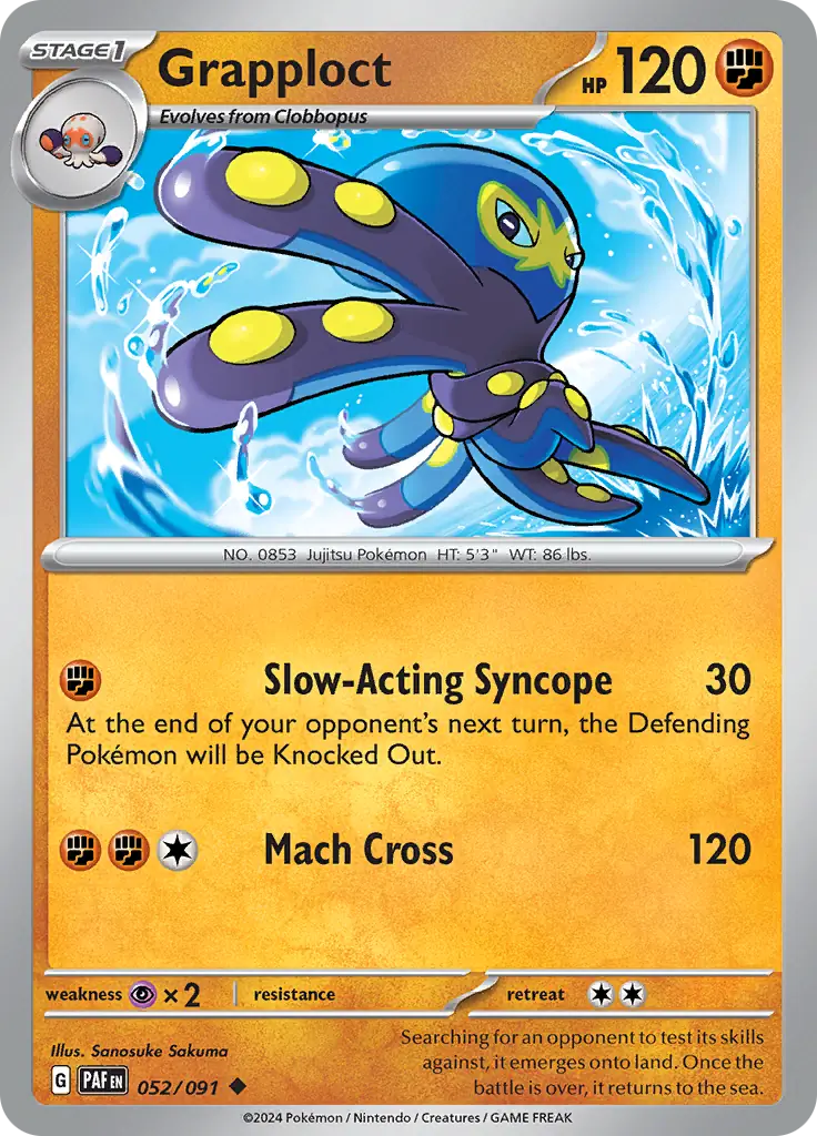 Grapploct Pokemon card from Paldean Fates