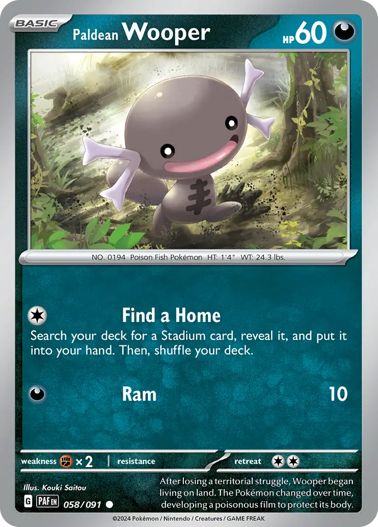 Paldean Wooper Pokemon card from Paldean Fates