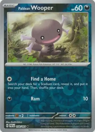 Paldean Wooper Reverse Holo Pokemon card from Paldean Fates