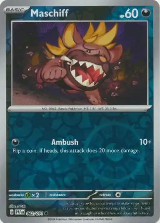 Maschiff Reverse Holo Pokemon card from Paldean Fates