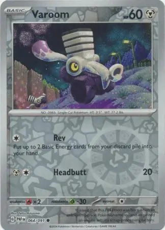 Varoom Reverse Holo Pokemon card from Paldean Fates