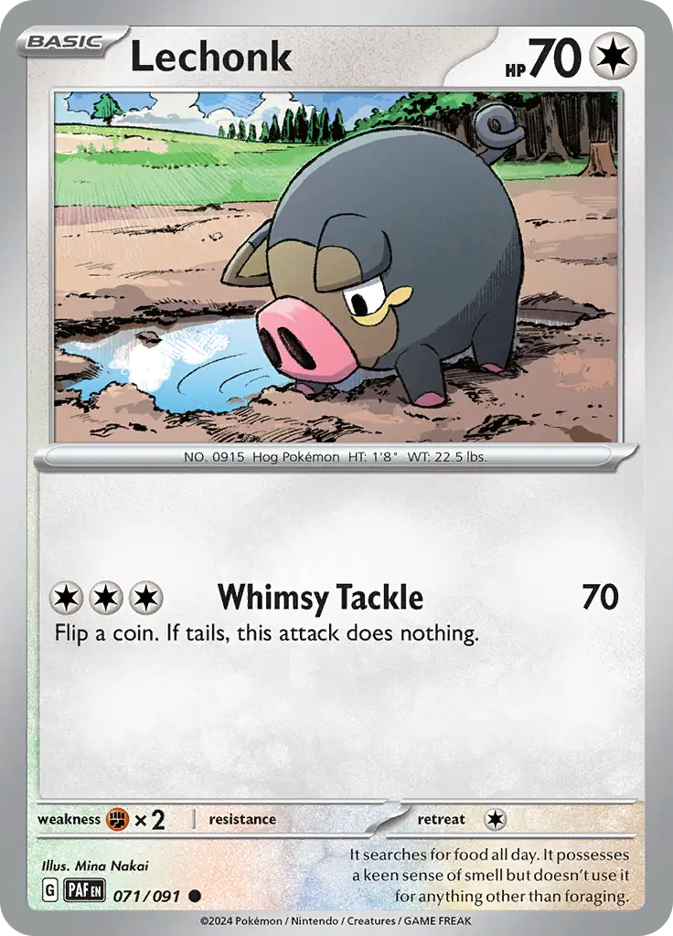 Lechonk Pokemon card from Paldean Fates