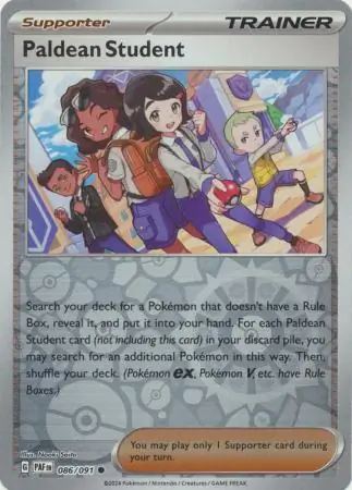 Paldean Student Reverse Holo Pokemon card from Paldean Fates