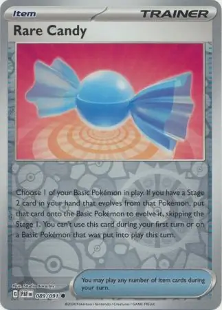 Rare Candy Reverse Holo Pokemon card from Paldean Fates
