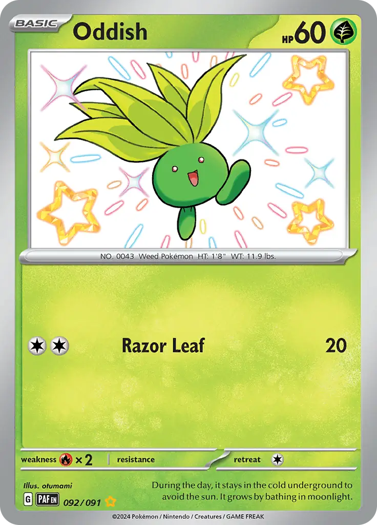 Oddish Pokemon card from Paldean Fates