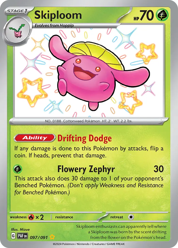 Skiploom Pokemon card from Paldean Fates