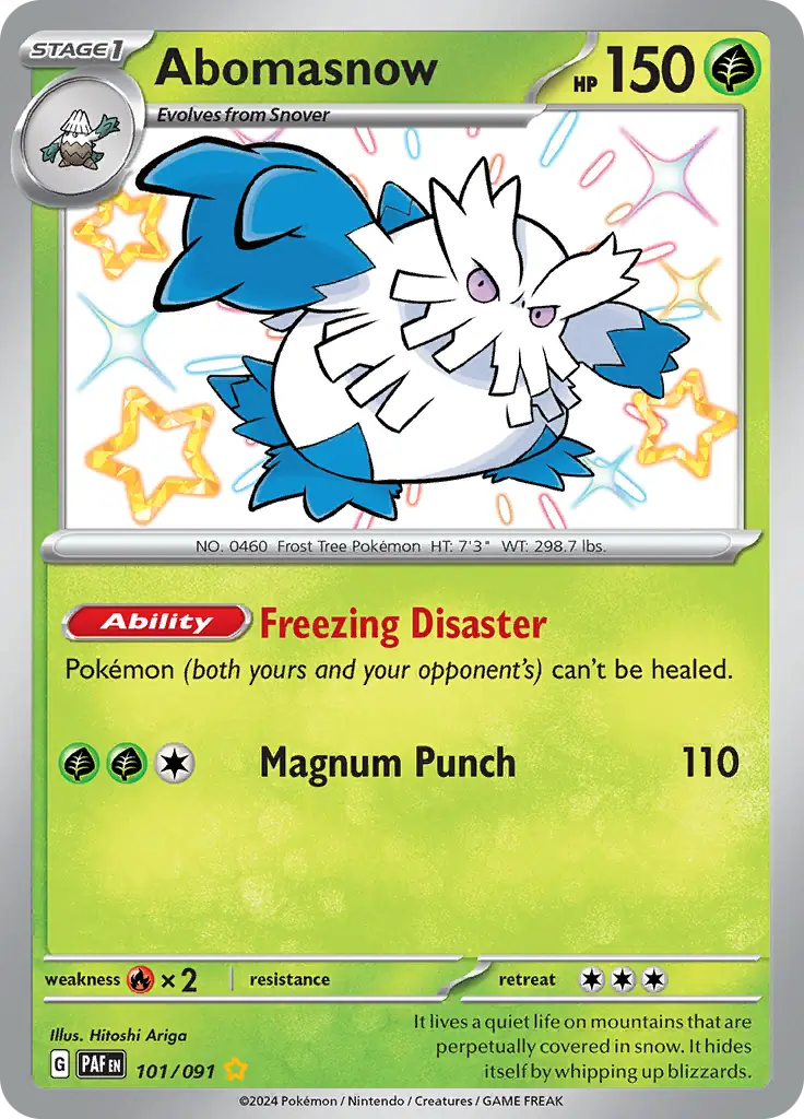Abomasnow Pokemon card from Paldean Fates