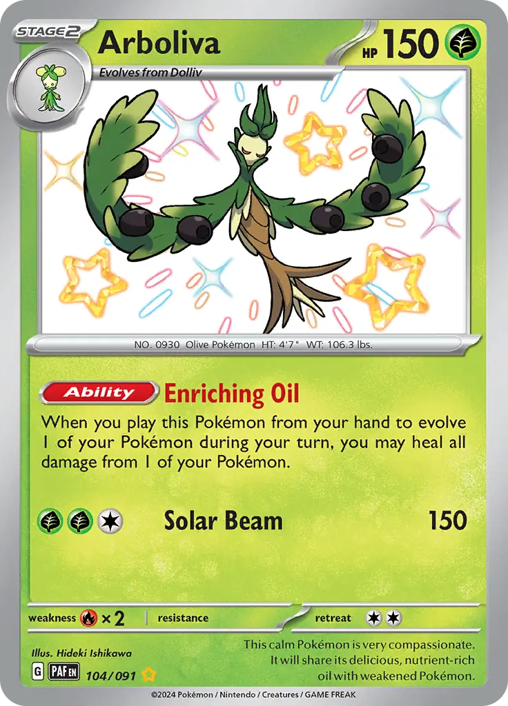 Arboliva Pokemon card from Paldean Fates