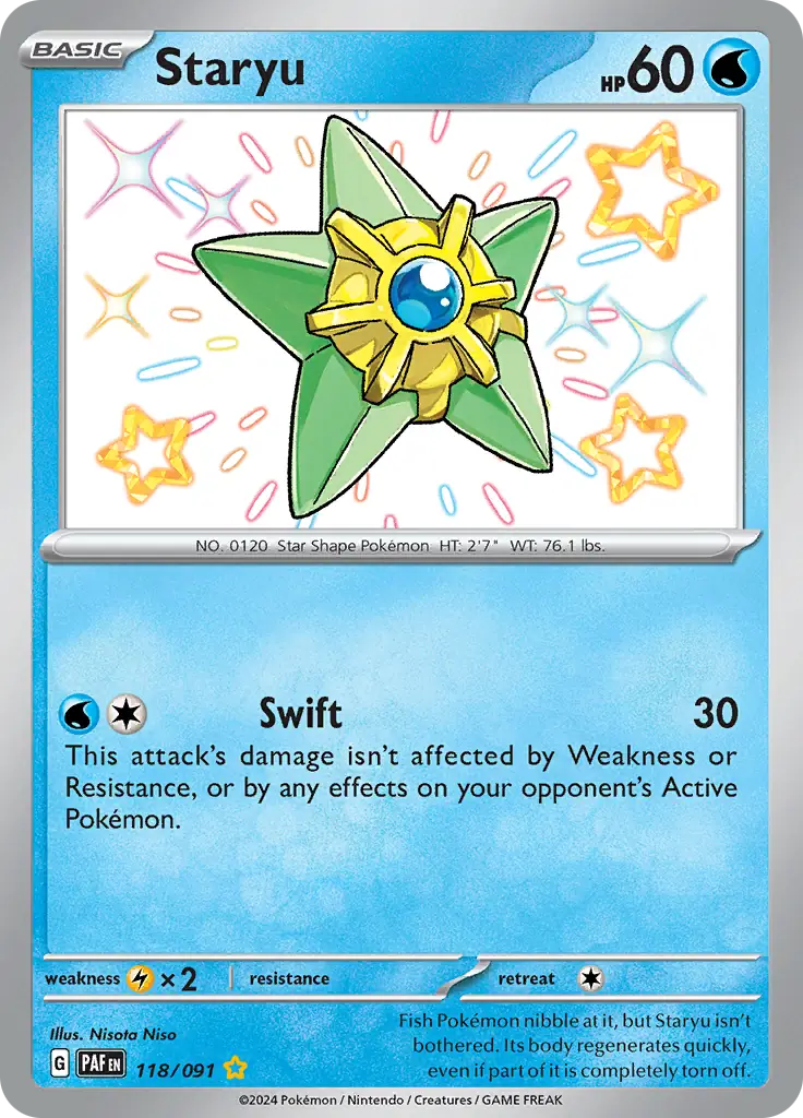 Staryu Pokemon card from Paldean Fates