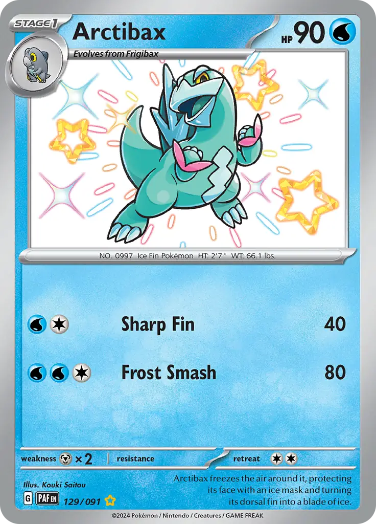 Arctibax Pokemon card from Paldean Fates