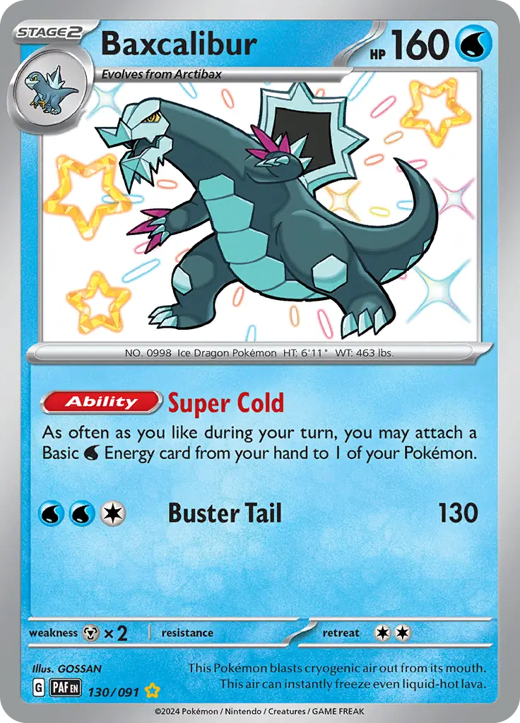 Baxcalibur Pokemon card from Paldean Fates