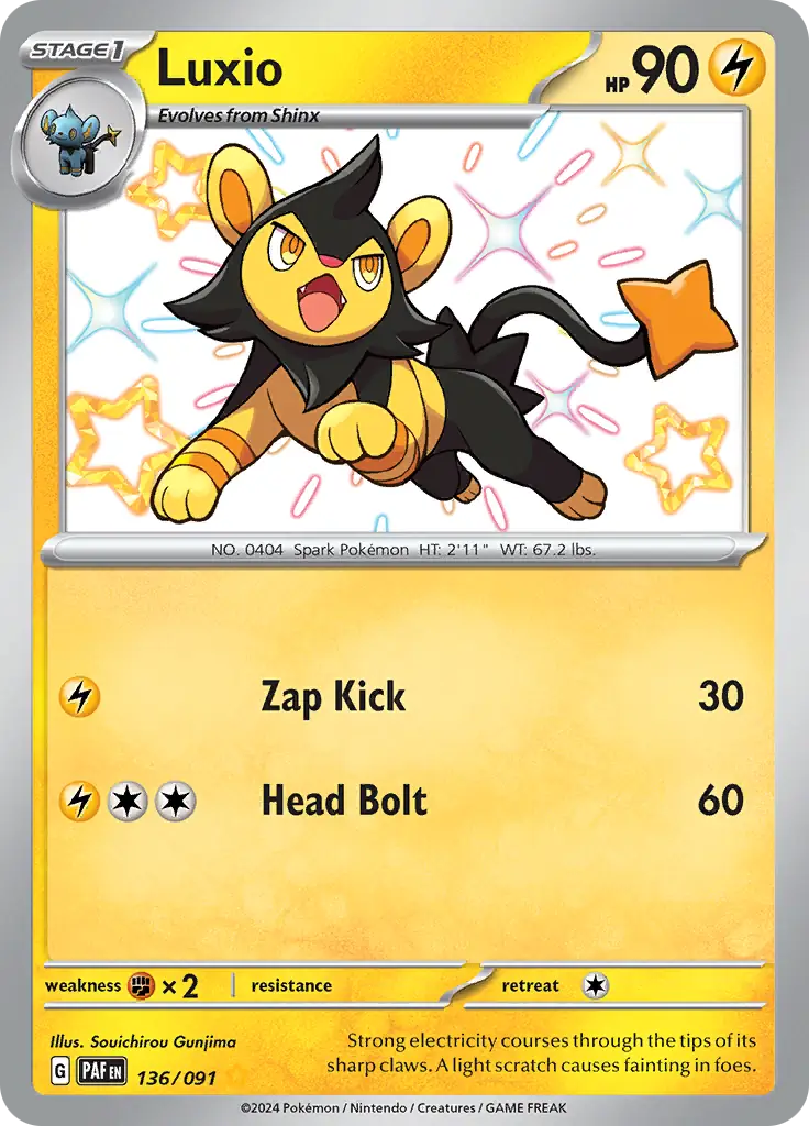 Luxio Pokemon card from Paldean Fates