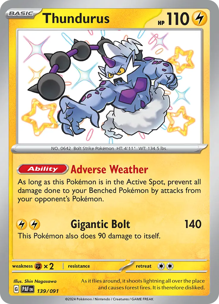 Thundurus Pokemon card from Paldean Fates