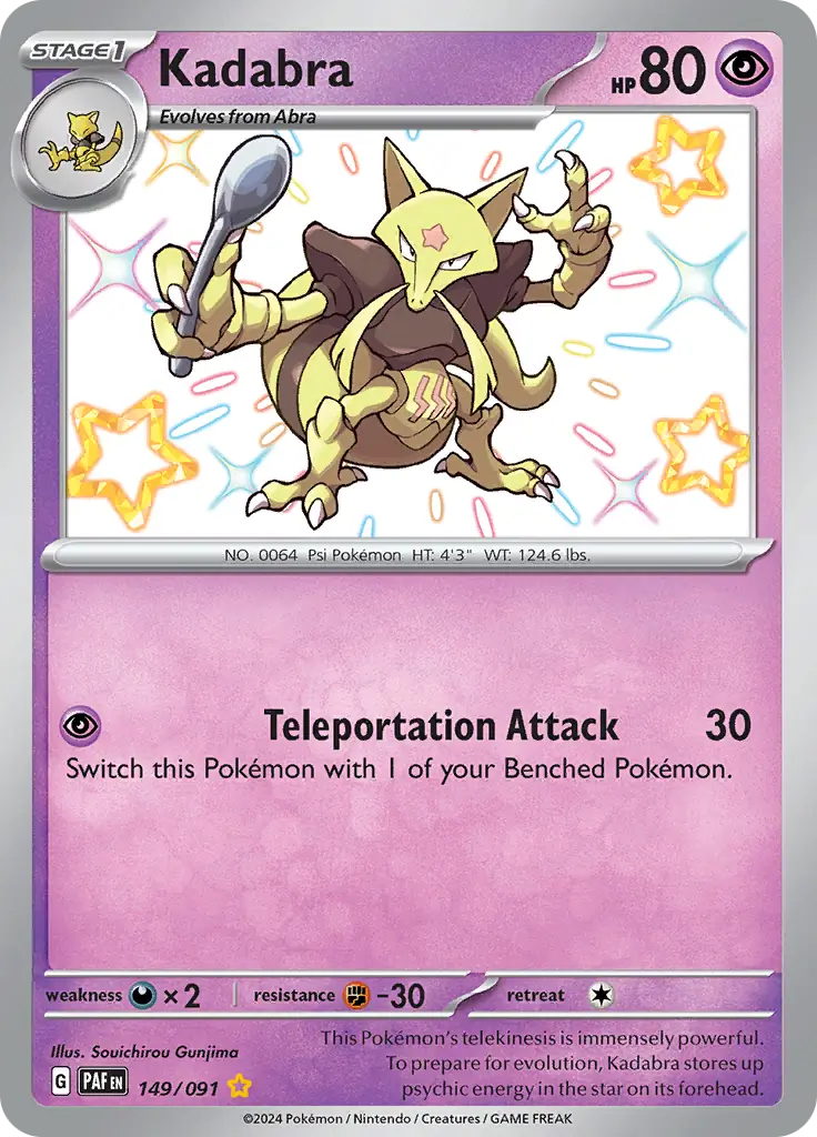 Kadabra Pokemon card from Paldean Fates