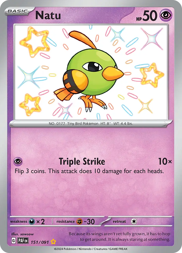 Natu Pokemon card from Paldean Fates