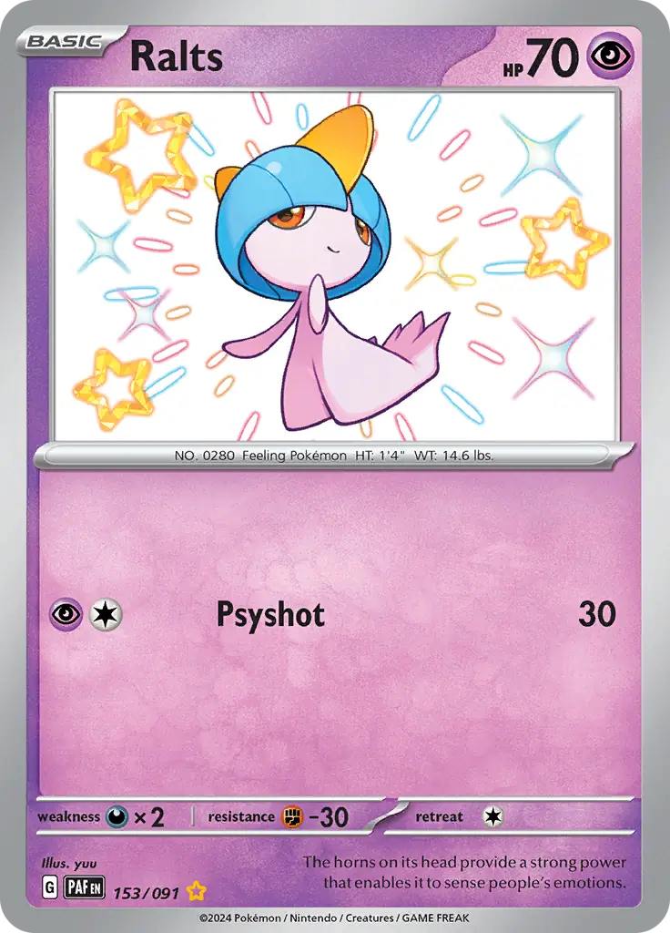 Ralts Pokemon card from Paldean Fates