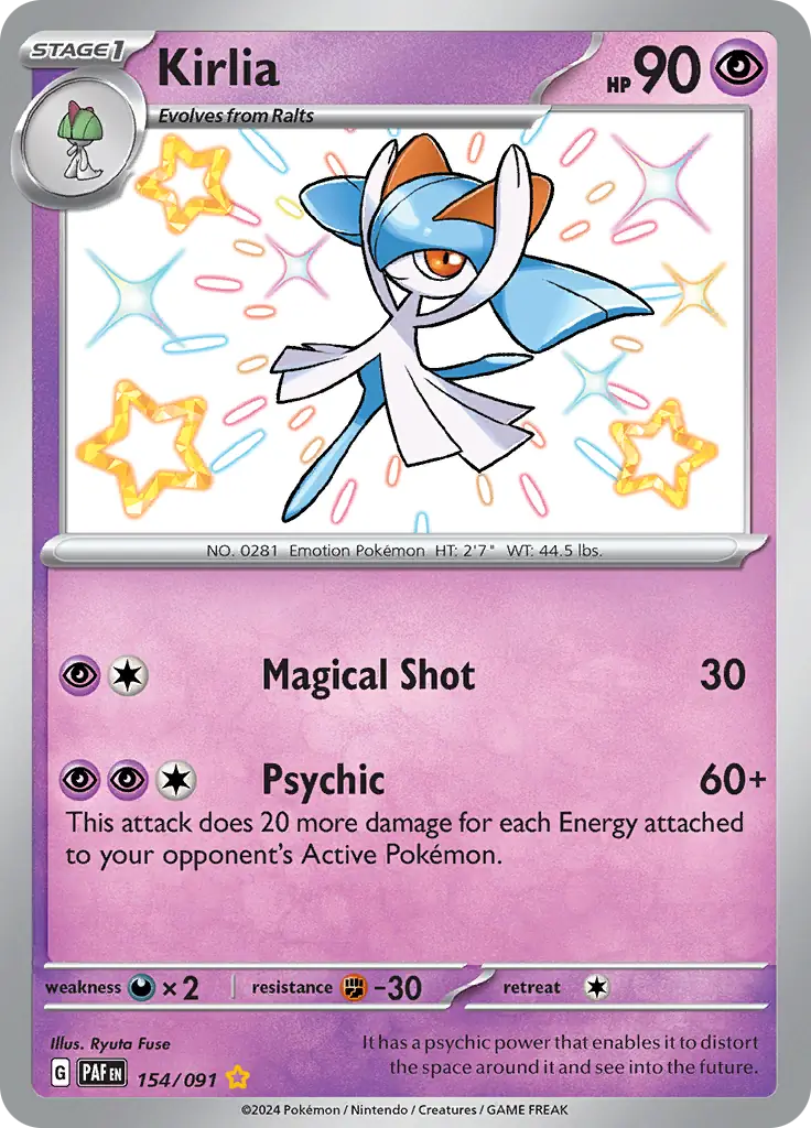Kirlia Pokemon card from Paldean Fates