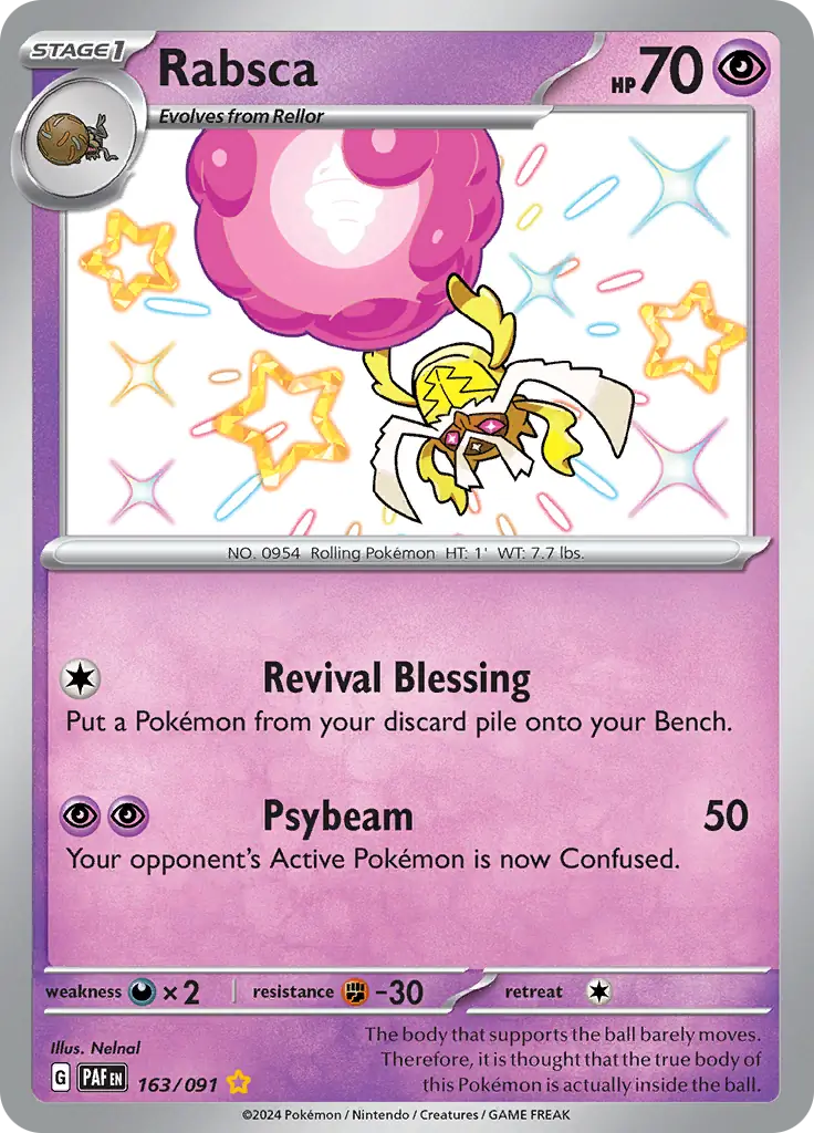 Rabsca Pokemon card from Paldean Fates